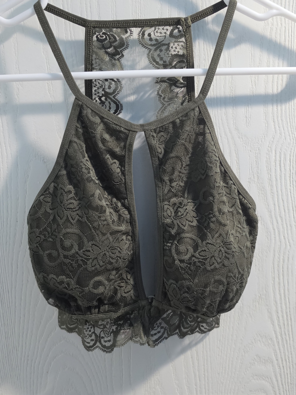 Lace High-Neck Bralette - Army Green